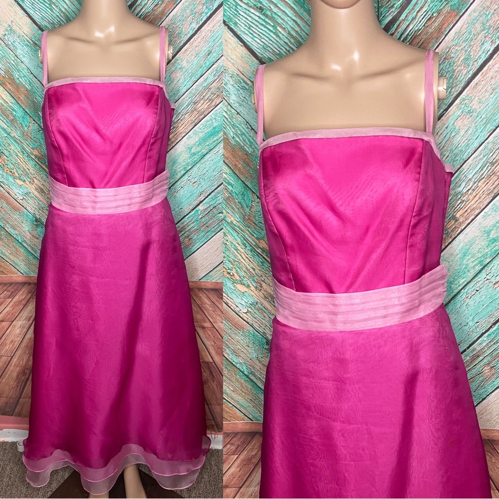 Vintage Thread Pink Sheer Layered Formal Strappy Dress